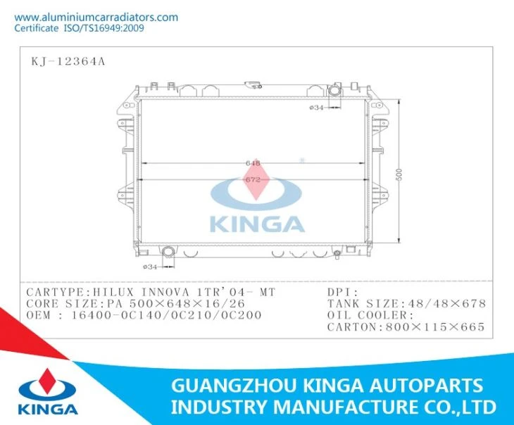 HILUX INNOVA 1TR'04- MT - Brazed Radiator